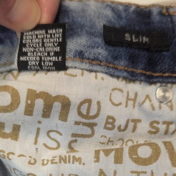 CJ Black Premium Jeans Slim Distressed Men's Size 34x32 Acid Wash - Picture 10 of 16